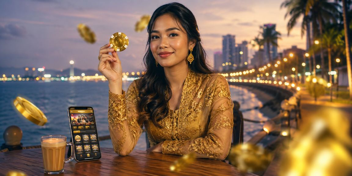 Pengguna wanita berbaju kebaya di Kuantan mengakses pertaruhan sukan melalui telefon